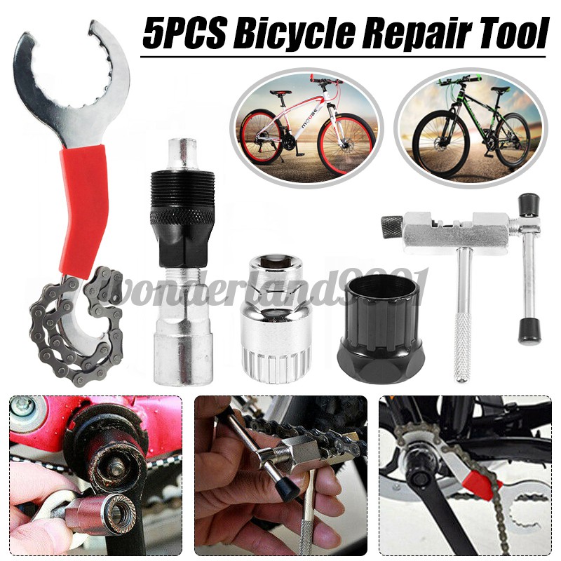 Bộ 5 dụng cụ sửa chữa tháo xích trục bánh xe tay quay mở líp chuyên dụng cho xe đạp 