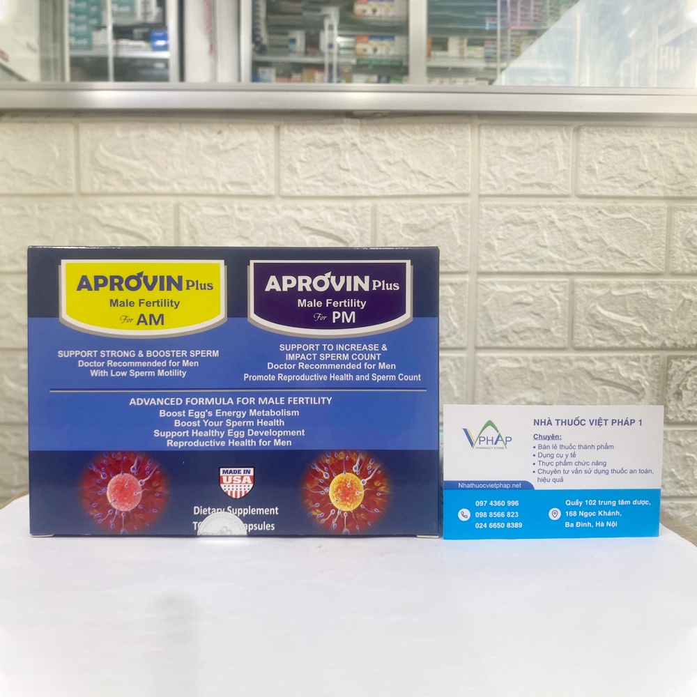 Aprovin Plus giúp cải thiện số lượng và chất lượng tinh trùng ở nam giới hộp 60 viên