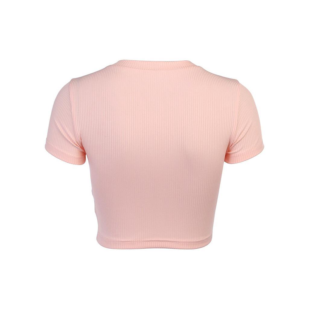 Áo Crop Top Tay Ngắn In Chữ Trẻ Trung Dành Cho Nữ