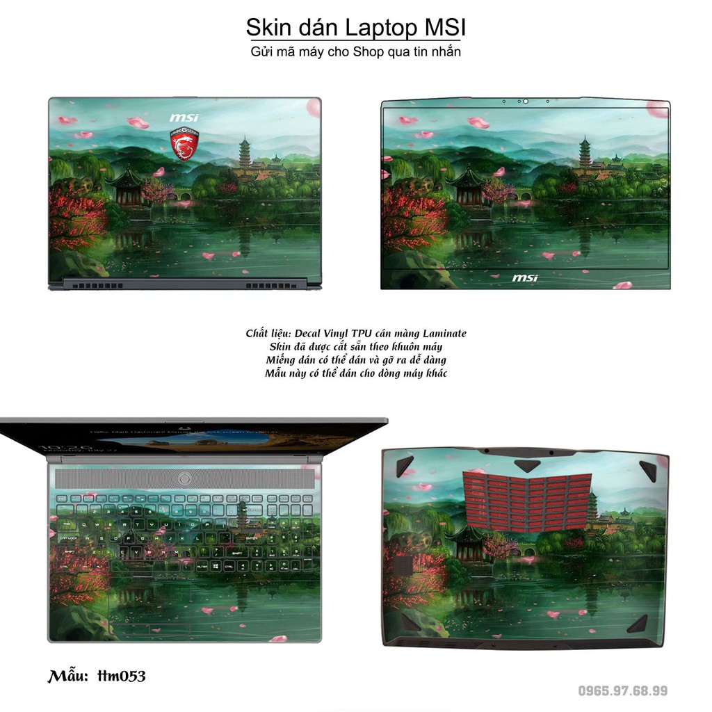 Skin dán Laptop MSI in hình Tranh thủy mặc _nhiều mẫu 2 (inbox mã máy cho Shop)