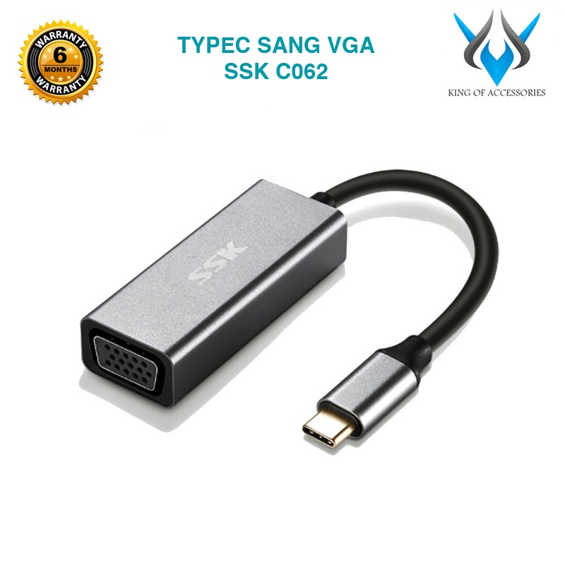 Hub chuyển SSK C062 từ TypeC sang VGA hỗ trợ độ phân giải Full HD (bạc) - Phụ kiện 1986