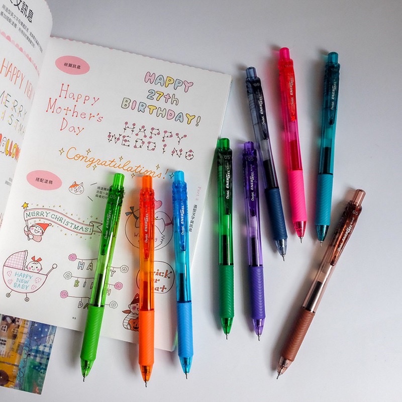 Bút gel Pentel Energel X BLN105 chính hãng ngòi Needle 0.5mm đủ 12 màu