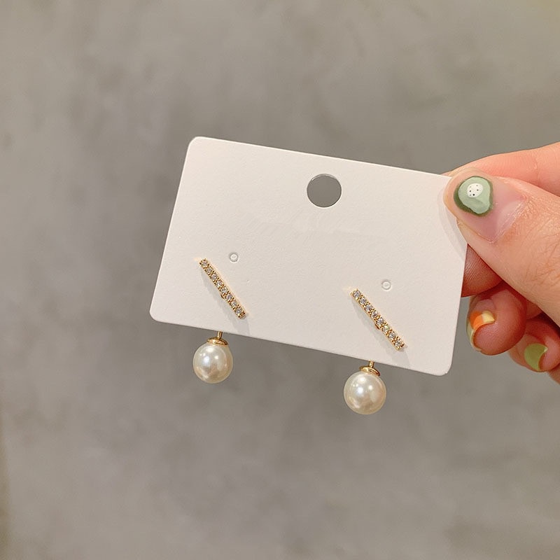 Korean style round pearl earrings for women