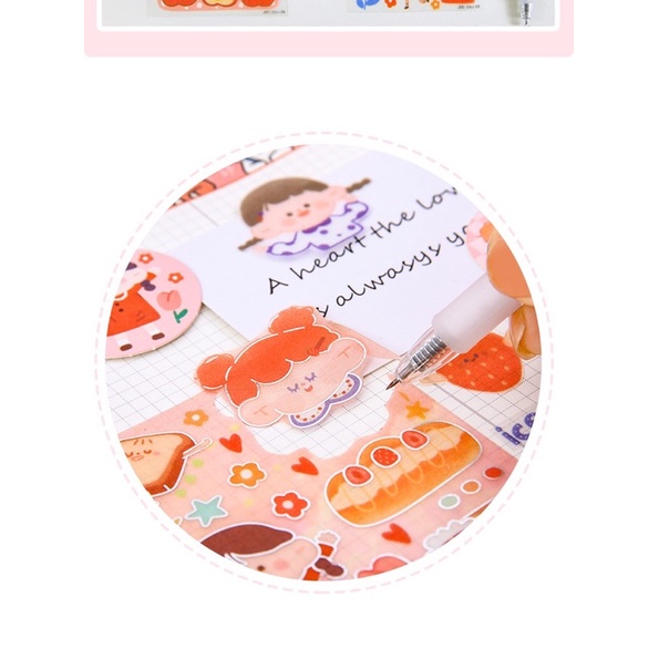 🌸 Hộp sticker, washi tape và dao cắt washi - Hộp 6 nhãn dán, băng keo và bút cắt sticker 🌸