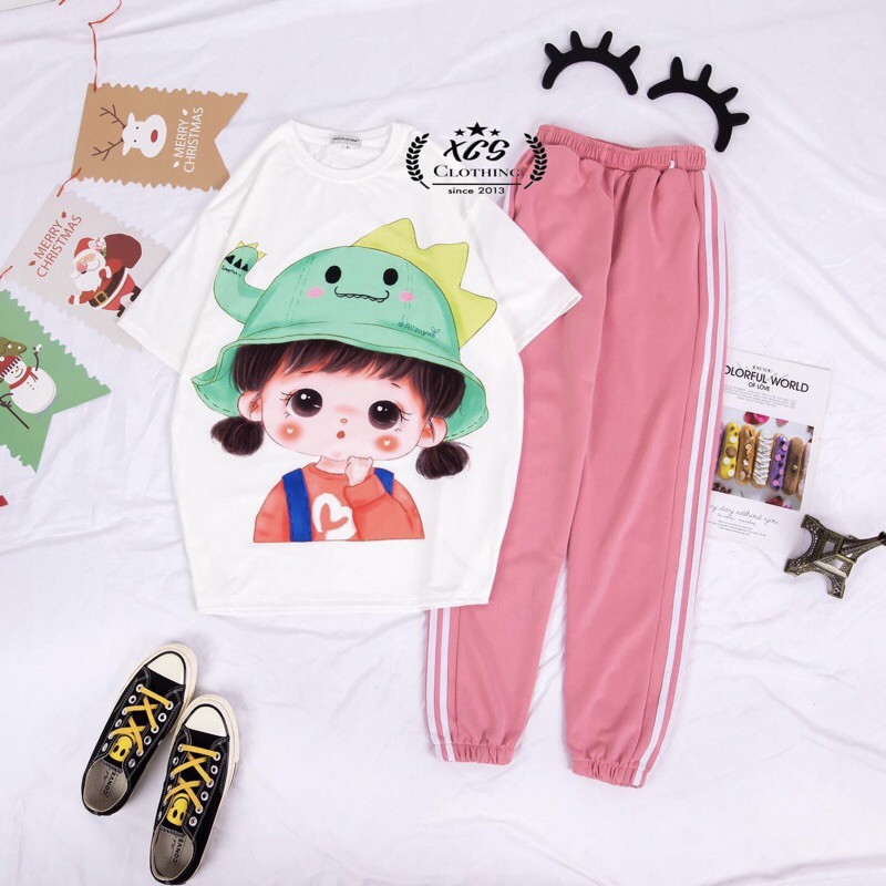 Sét áo em bé mũ khủng long +quần theo hình