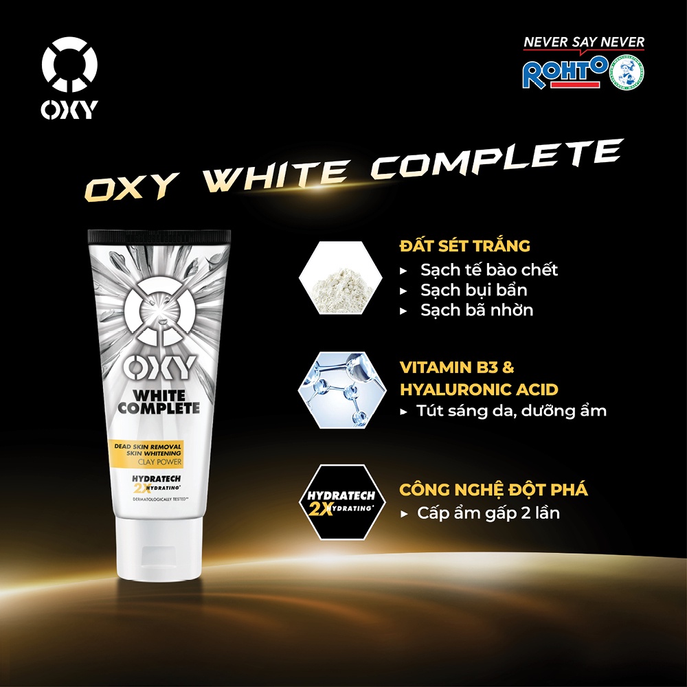 Kem rửa mặt sạch tế bào chết - tút sáng từ đất sét trắng OXY White Complete 100g