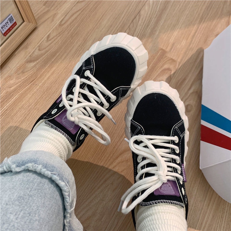 Giày thể thao canvas đế dày phong cách mùa thu 2021 mới năng động cho nữ