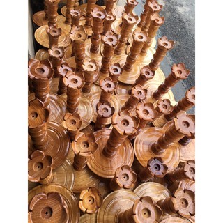 Cặp chân đèn cầy gỗ gõ tự nhiên cao cấp - Nhiều cỡ