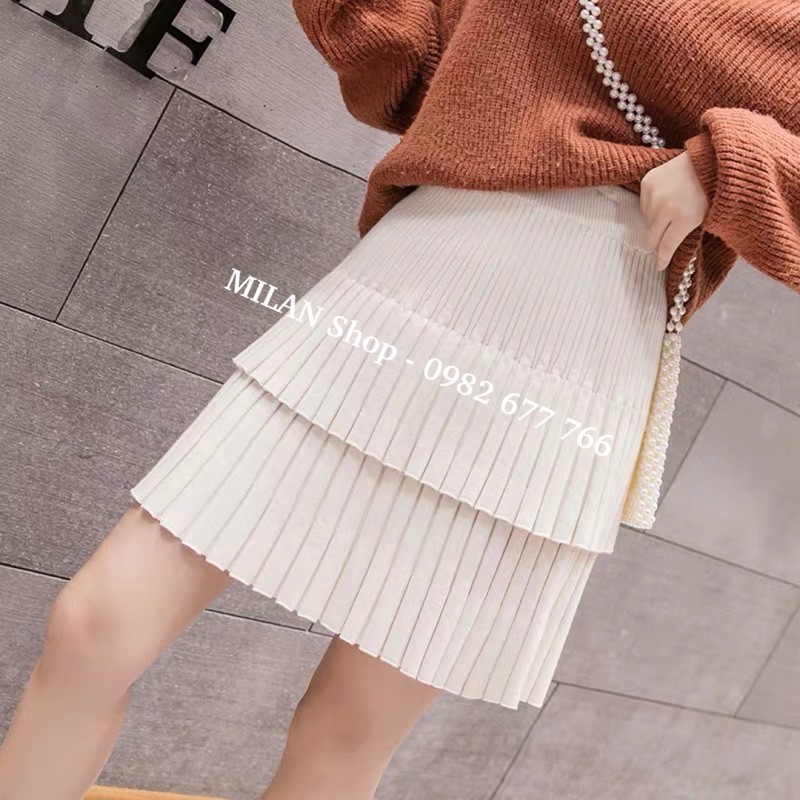 Chân váy len xếp ly ngắn đến gối 2 kiểu hot | BigBuy360 - bigbuy360.vn