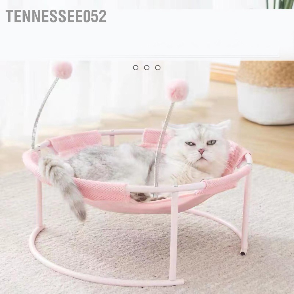 Hàng HOT Giường đệm võng tròn cho mèo Thoáng Khí Thoải Mái Ổ chõng nằm ngủ cho mèo khung sắt tròn kèm quả bông【Tennessee052】