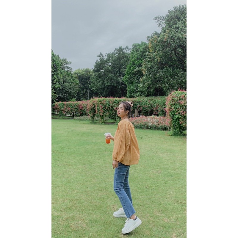 Áo sơ mi nâu cúc cài - Login Studios