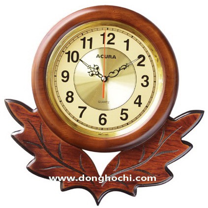 đồng hồ treo tường gỗ hình chếc lá Acura