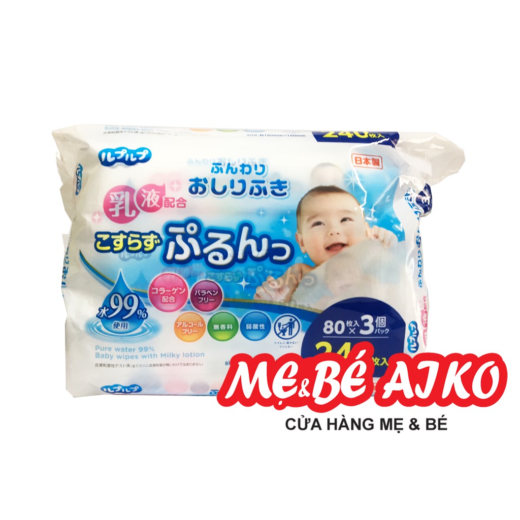 [COMBO 3 GÓI] Khăn Ướt Life-do Plus Nhật Bản (80 tờ x 3 gói)