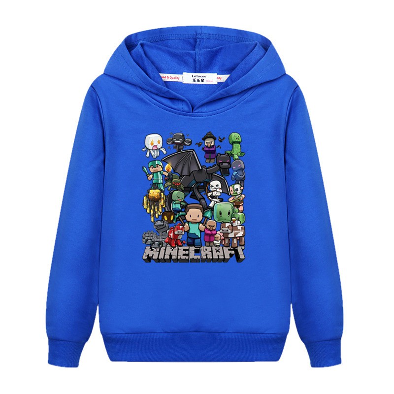Áo khoác hoodie tay dài in hình minecraft thời trang mùa đông dành cho bé trai 2022