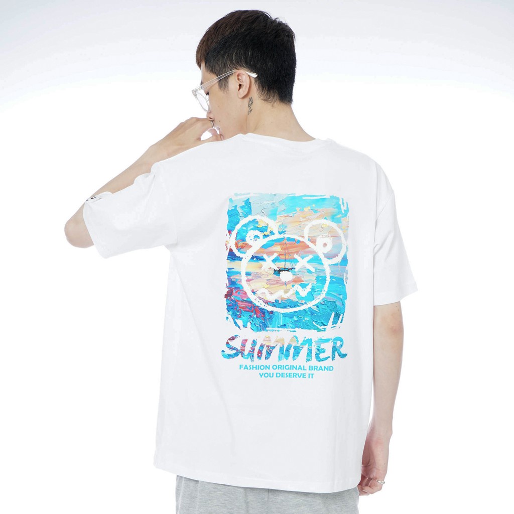 Áo thun Summer Bear unisex  Basic Tee phông trơn nam nữ tay lỡ form rộng oversize. | BigBuy360 - bigbuy360.vn