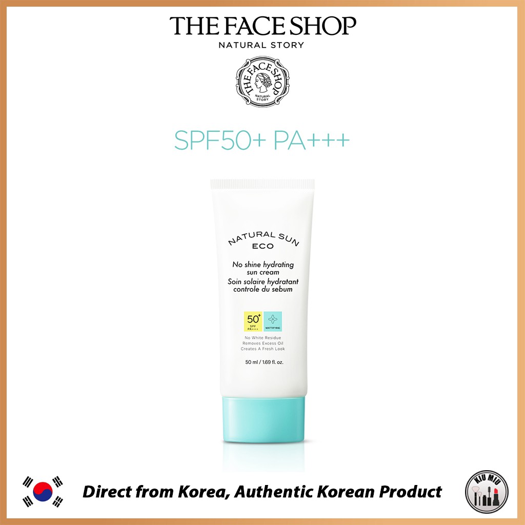 THE FACE SHOP NATURAL SUN ECO No shine hydrating sun cream SPF50+ PA+++ 50ml *ORIGINAL KOREA*