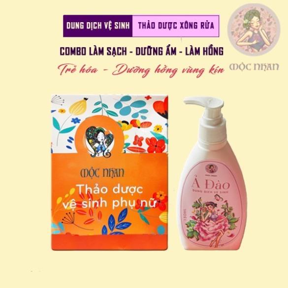 Dung dịch vệ sinh phụ nữ Ả Đào Mộc Nhan mát dịu, làm hồng, se khít, mịn, trẻ hóa vùng kín MỘC NHAN 150ml