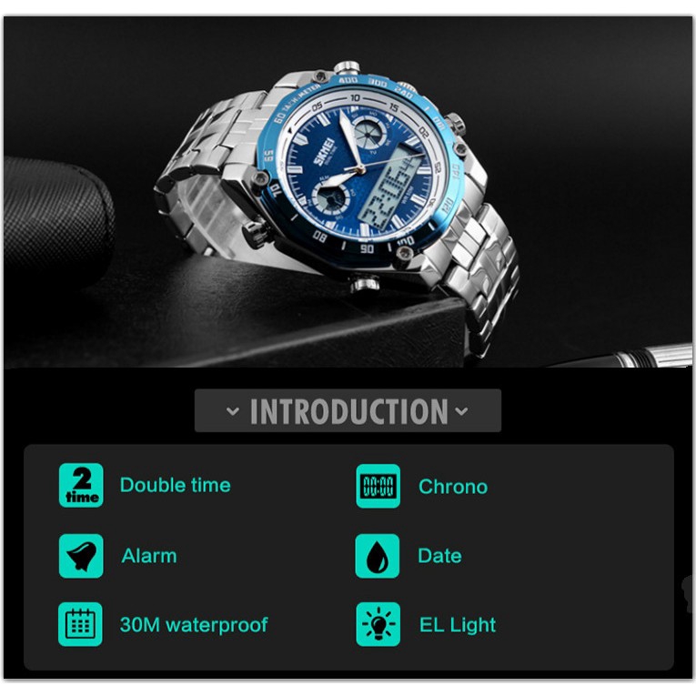 SKMEI 1204 sports style men's watch dual-screen backlit waterproof