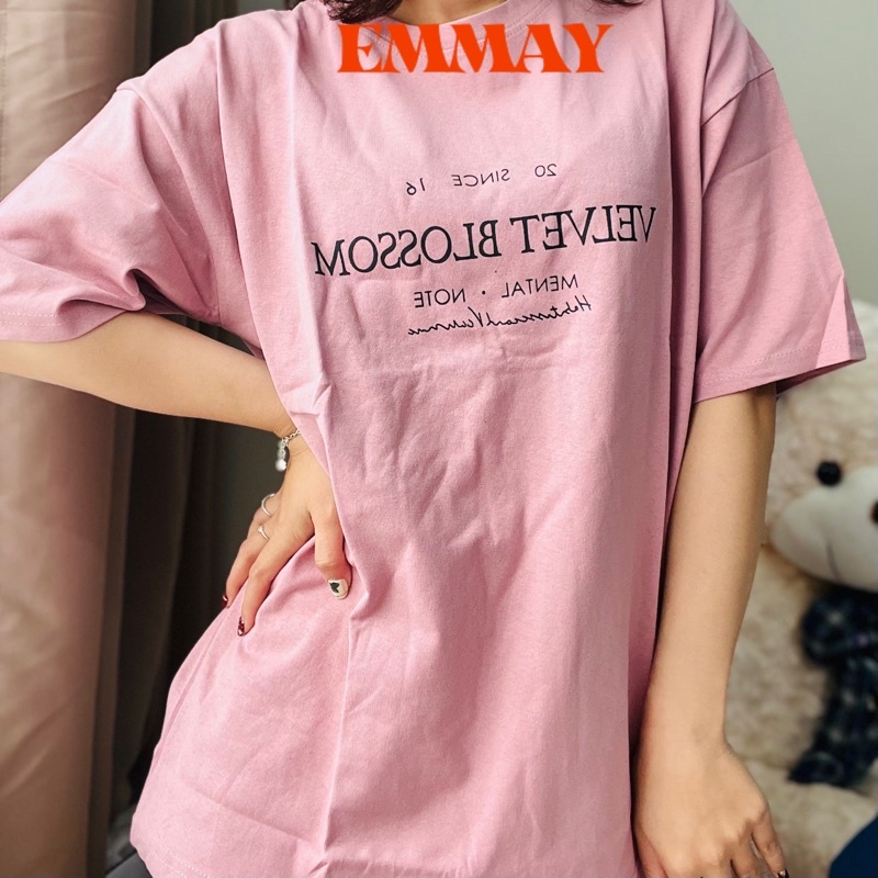 Áo phông 3158, áo thun nữ form rộng cotton oversize CHỮ VELVET freesize<65kg | BigBuy360 - bigbuy360.vn