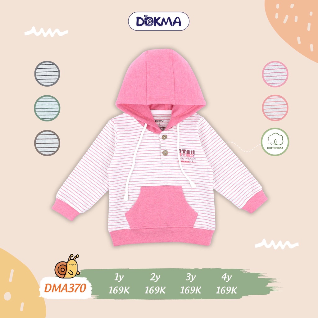 (1-4y) Áo dài tay hoodie có mũ vải cotton dày vừa - DOKMA