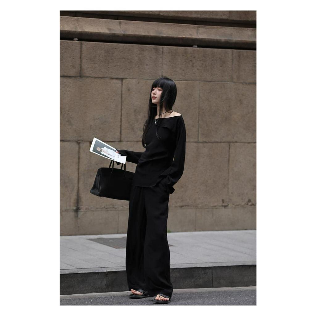Set Bộ Áo Lệch Vai Quần Xuông Tằm Thái ECLIPSE CLOTHING