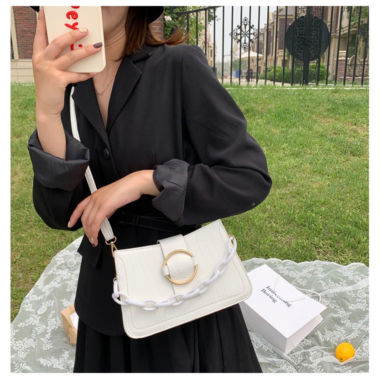 Túi đeo chéo nữ có khóa da pu dáng thuyền cong TT 32 | BigBuy360 - bigbuy360.vn