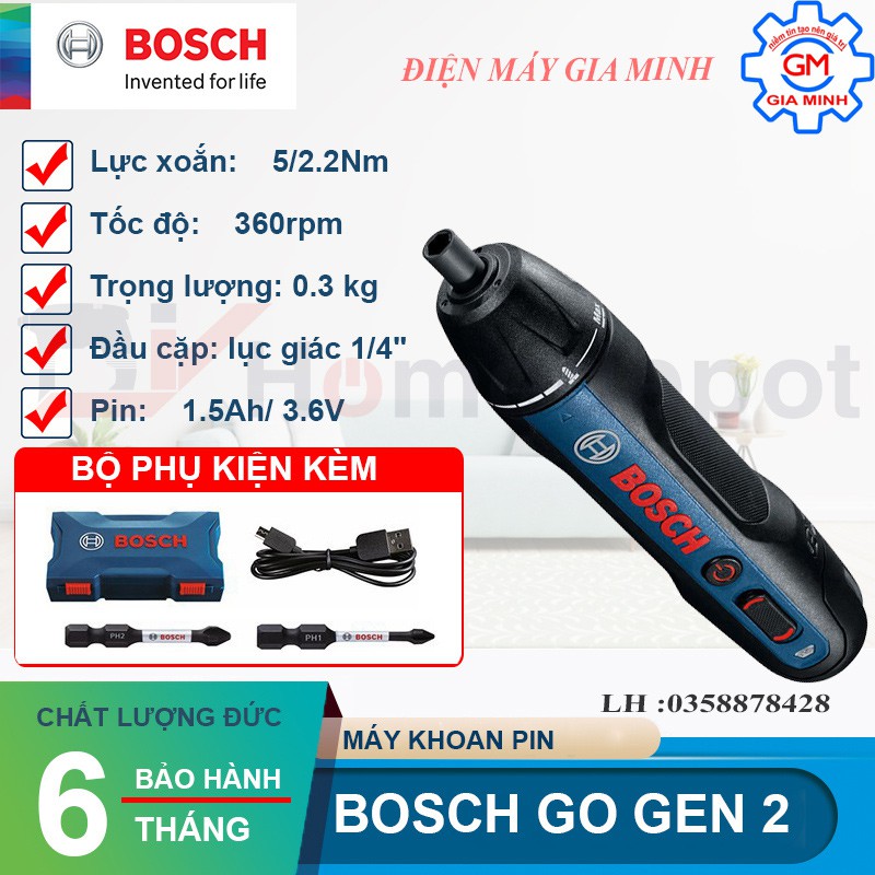 Máy vặn vít Bosch GO Gen 2 (2 mũi vít)