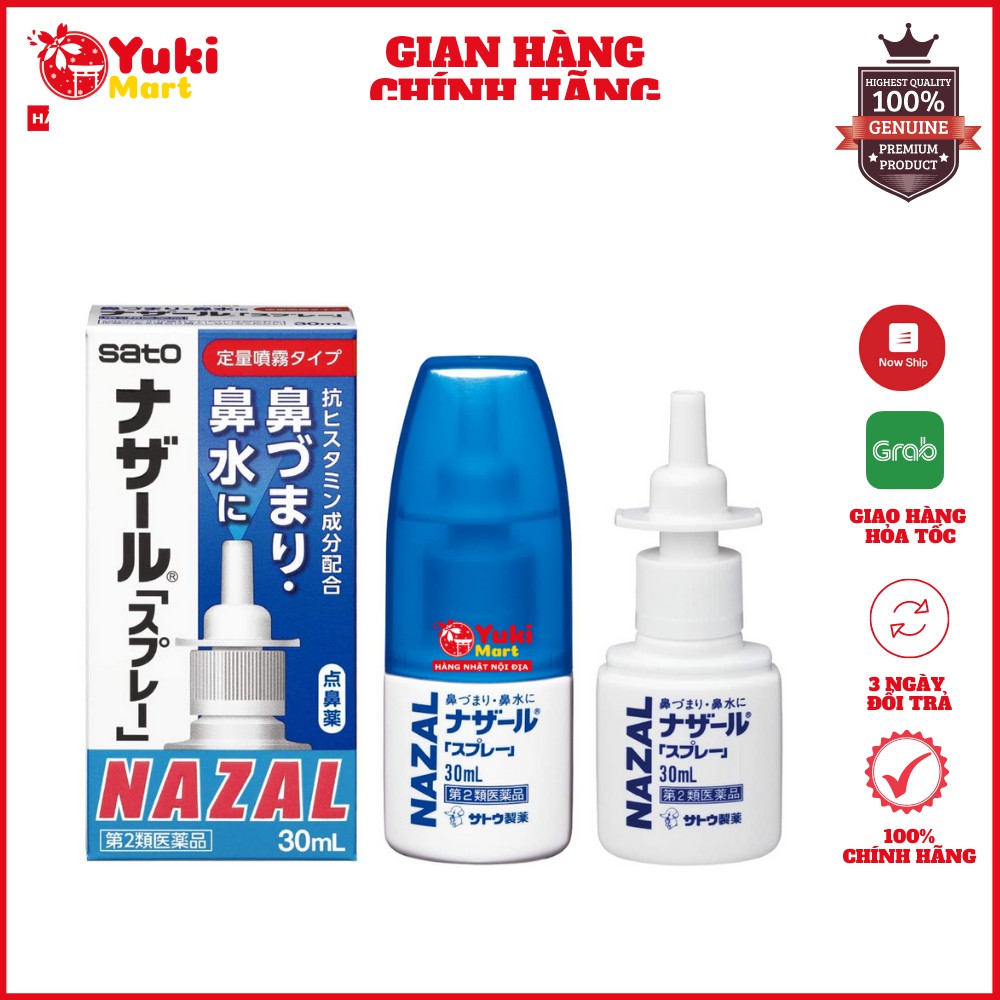 Xịt mũi Nazal Nhật Bản 30ml - Xịt chống Ngạt Mũi, Sổ Mũi, Viêm Xoang