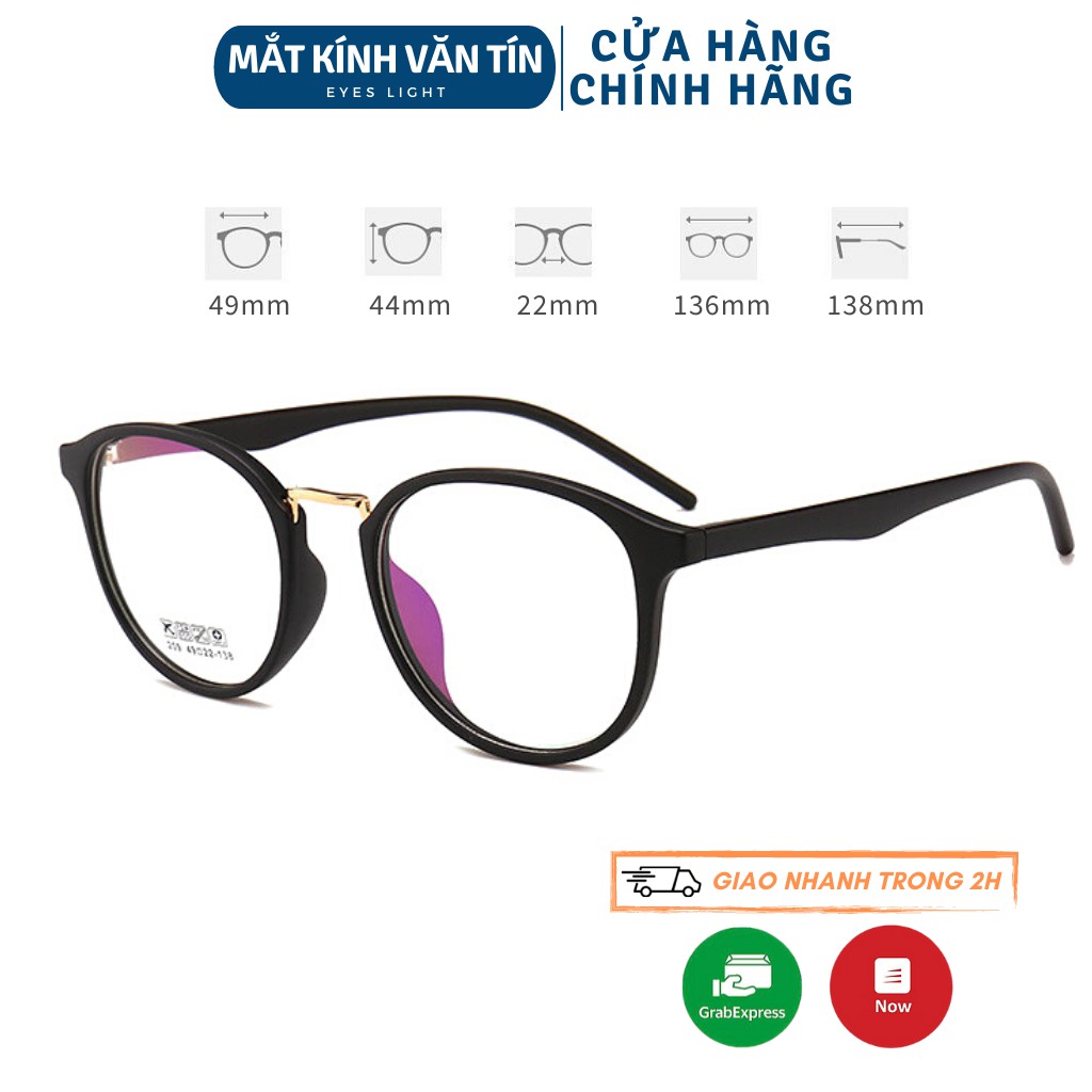 Gọng kính cận nam nữ T209 mắt kính tròn càng nhựa dẻo nhiều màu