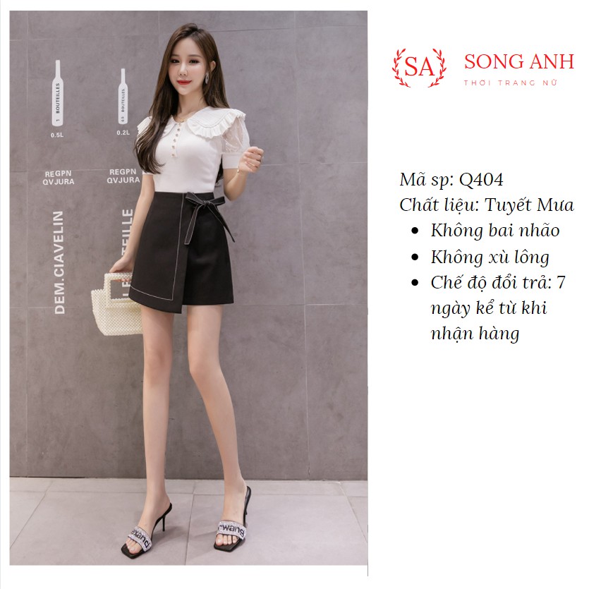 Chân Váy Xòe Chữ A Nữ Trơn Chỉ Nổi Thắt Nơ Phong Cách Hàn Quốc Xinh Xắn Đen