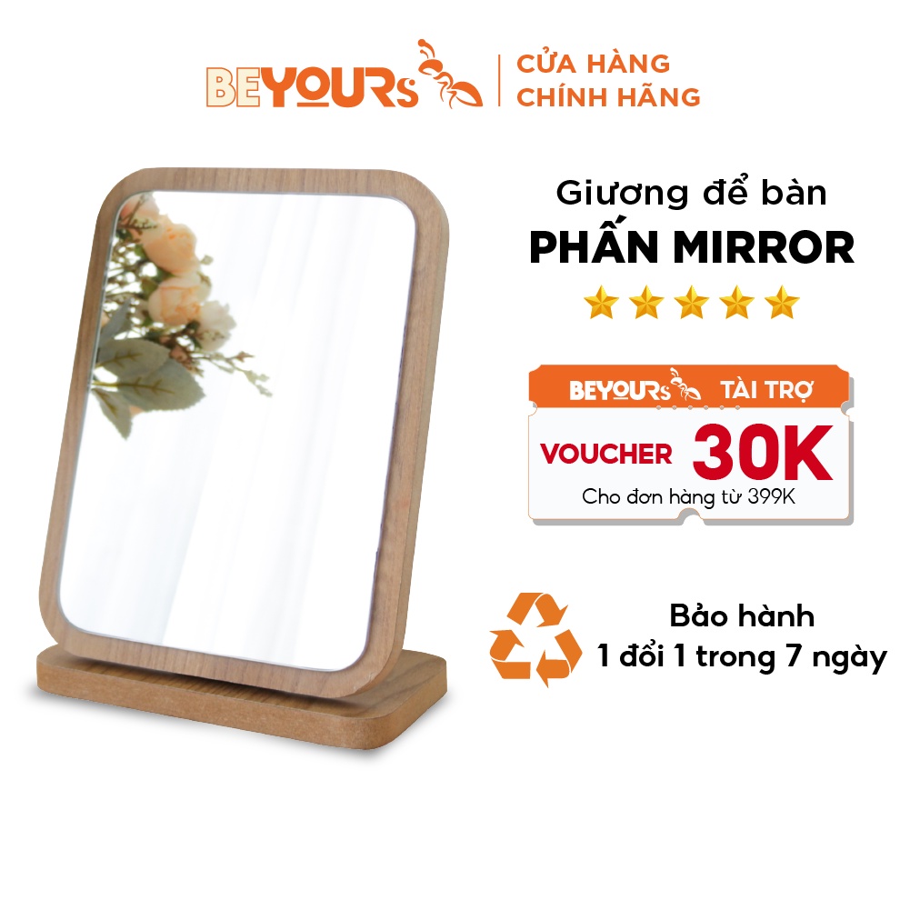 Gương trang điểm để bàn BEYOURs Phấn Mirror gỗ MDF phủ melamine, gương dày 3mm, có pat điều chỉnh độ gập tiện lợi