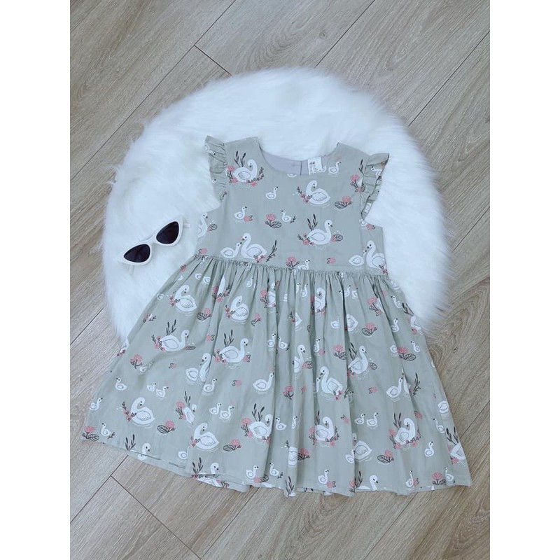Váy cánh tiên hoạ tiết thiên nga săn sale Uk size 6-9m đến 3-4y