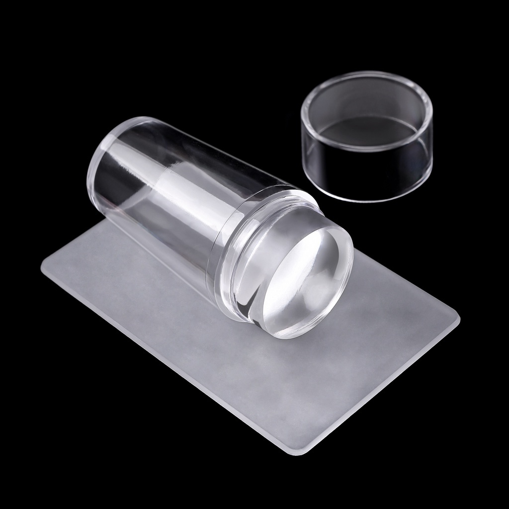 1 Bộ Dụng Cụ In Màu Móng Tay Đầu Silicon Trong Suốt