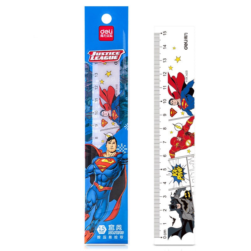 Thước nhựa Deli in hình siêu nhân - 15/20cm - 79759/79760
