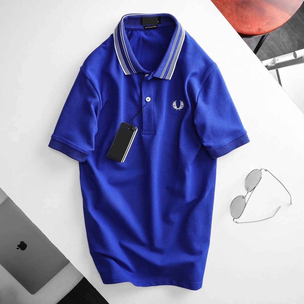 Áo polo nam FRED PERRY sọc viền Áo thun có cổ Lozano, cotton, nhiều màu, thêu logo chuẩn nét