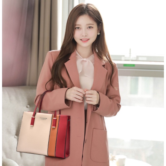 Túi Tote Cỡ Lớn Thiết Kế Chắp Vá Màu Sắc Xinh Xắn Thời Trang Cho Nữ