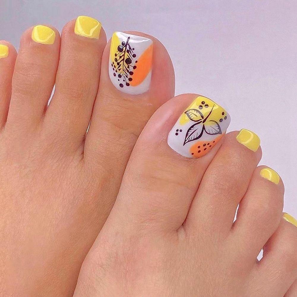Hộp 24 Móng Chân Giả Đầu Vuông Thời Trang Cho Nữ