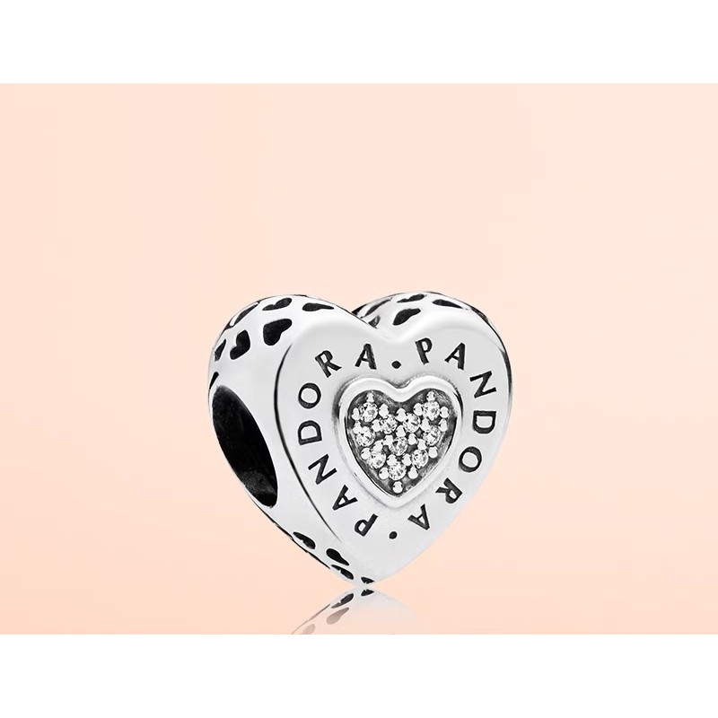 charm pan tim đính đá trắng nhỏ bạc s925 cao cấp