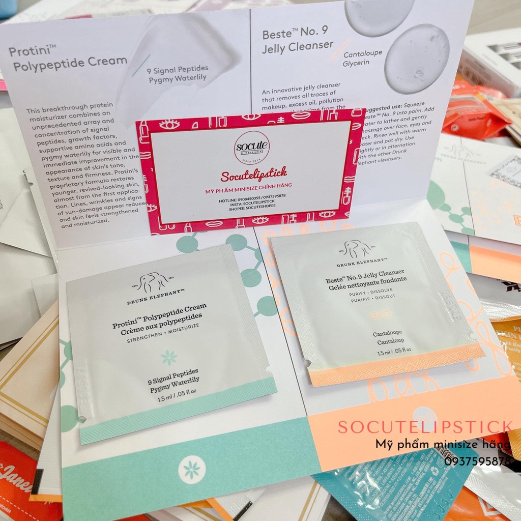 Sét Sample Dưỡng Da Drunk Elephant Jelly Cleanser và Protini Polypeptide Cream 1.5mlx2