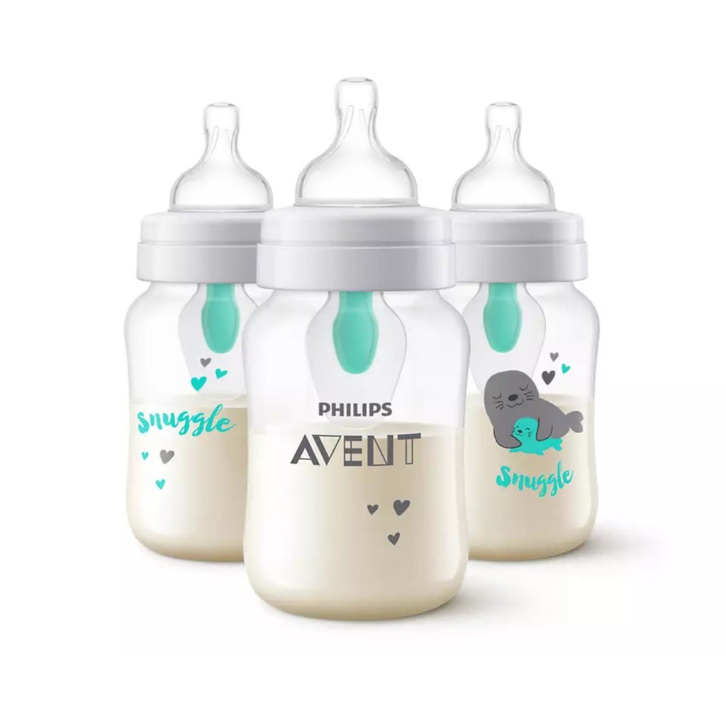 Bình sữa Philips AVENT Classic 260ml họa tiết, có van giữ sữa
