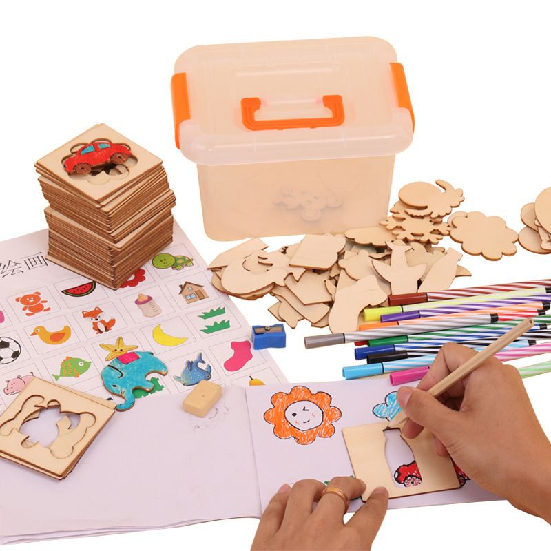 Set bộ vẽ khuôn gỗ cho bé,,,