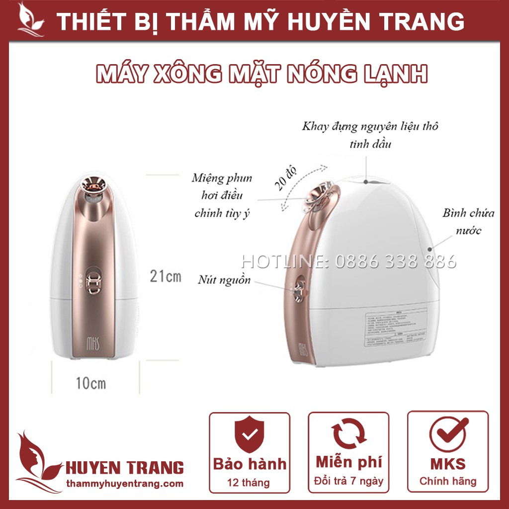 Máy Xông Hơi Mặt Nóng Lạnh Cao Cấp MKS 8388 Có Ngăn Chứa Thảo Dược [Tặng Kèm Tinh Dầu] Thiết Bị Y Tế Huyền Trang