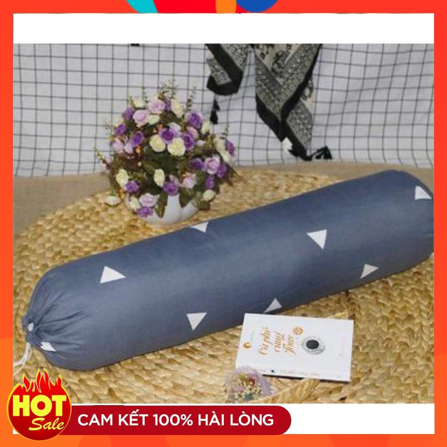 Vỏ gối ôm cotton poly 35x100cm💝mẫu tam giác ghi