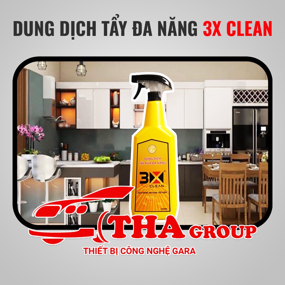 Dung dịch tẩy đa năng 3X CLEAN ( tẩy rửa dầu nhớt, dầu mỡ, tẩy rửa nhà bếp, phòng khách, làm sạch lốp xe, yên xe. 1000ml