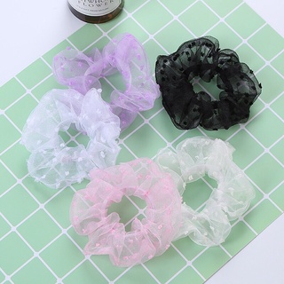 Scrunchies Dây Cột Tóc Voan Chấm Bi