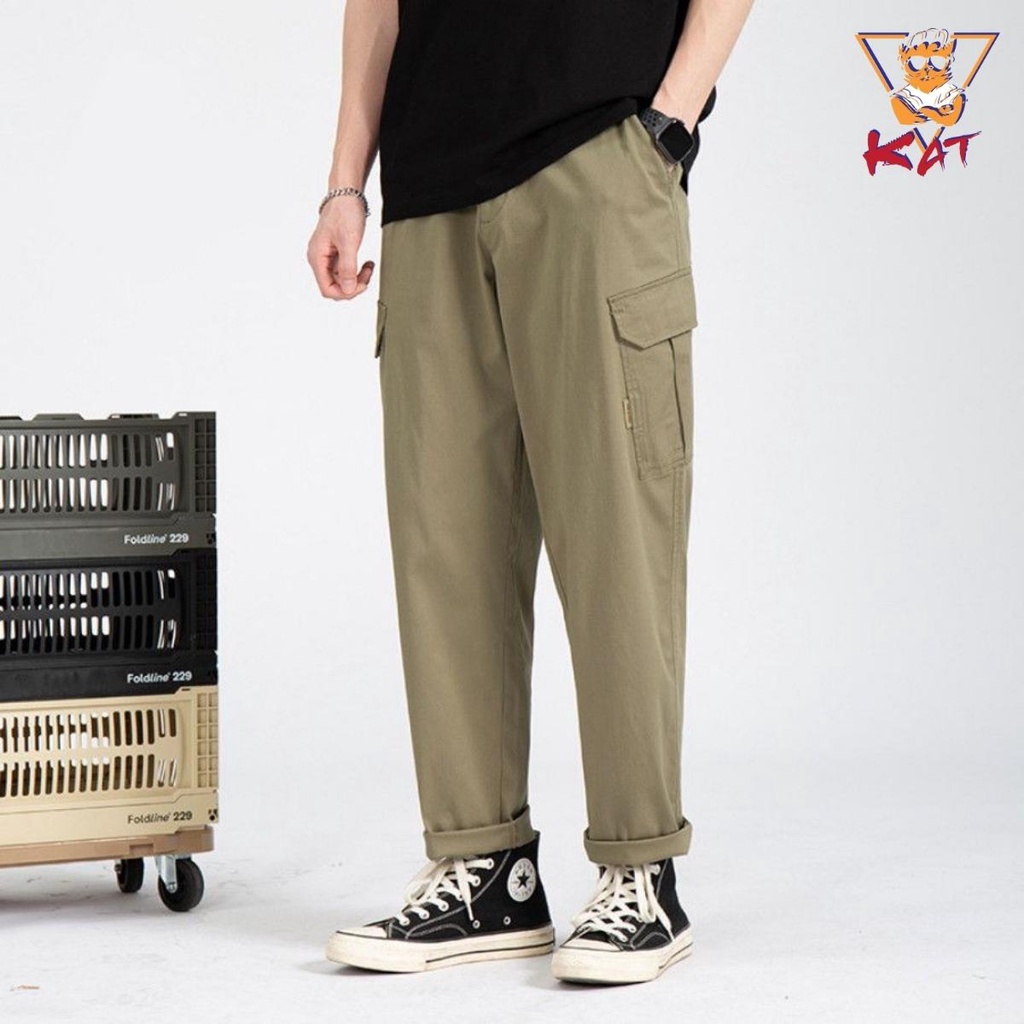 Quần Kaki túi hộp dáng rông unisex trẻ trung năng động