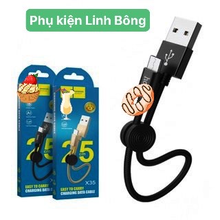 Dây cáp Hoco X35,Sạc Ngắn 25cm- Hỗ Trợ Sạc Nhanh 2.4A Cho/Micro USB/Type-C,,bh 6 tháng