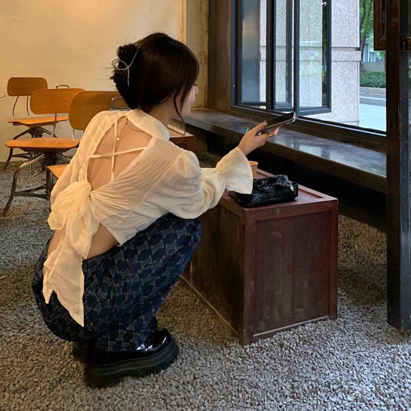 Áo Sơ Mi Trong Suốt Không Phai Màu Thắt Nơ Cho Búp Bê