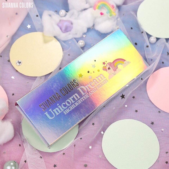 Phấn Má &amp; Bắt Sáng Sivanna Colors Unicorn Dream Highlighter &amp; Brush