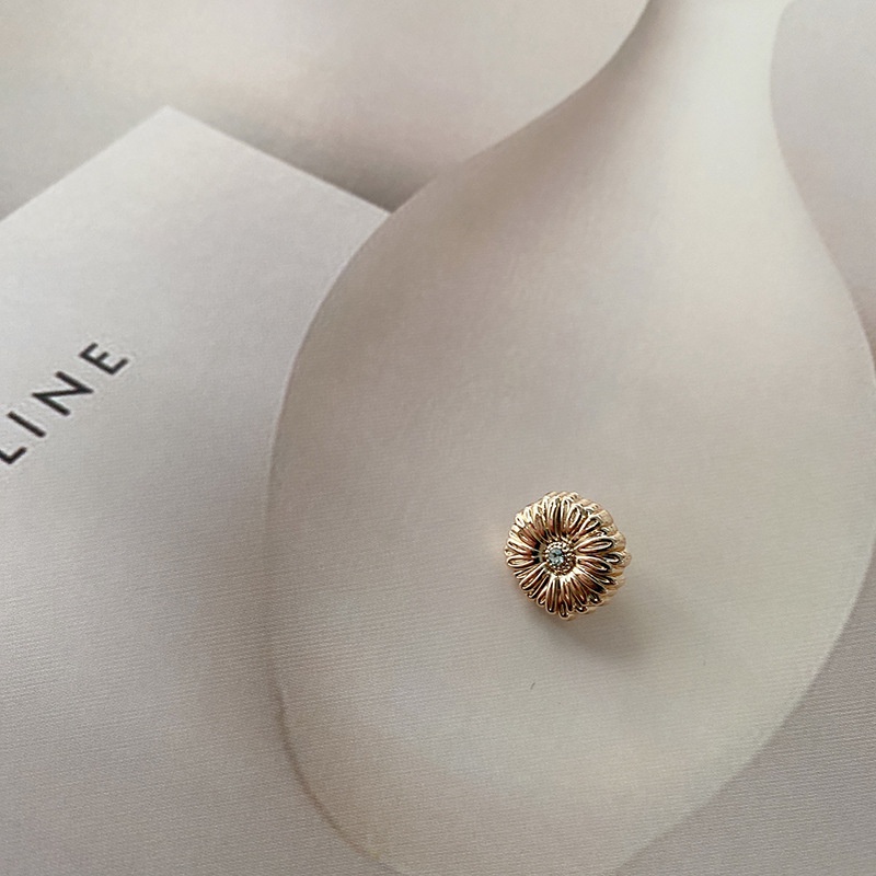 10 Khuy Măng Sét Kim Loại Hình Hoa Cúc Đính Hạt Giả Kim Cương